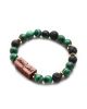 Min Maadan Alensan Precious Malachite Stones, Black Lava Beads & Wooden Blocks Sunan Rawatib Bracelet