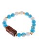 Min Maadan Alensan White Lava Beads & Wooden Blocks Sunan Rawatib Bracelet - Blue Crazy Lace Agate
