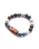 Min Maadan Alensan Precious White Lava Beads & Wooden Blocks Sunan Rawatib Bracelet - Blue Sea Sediment